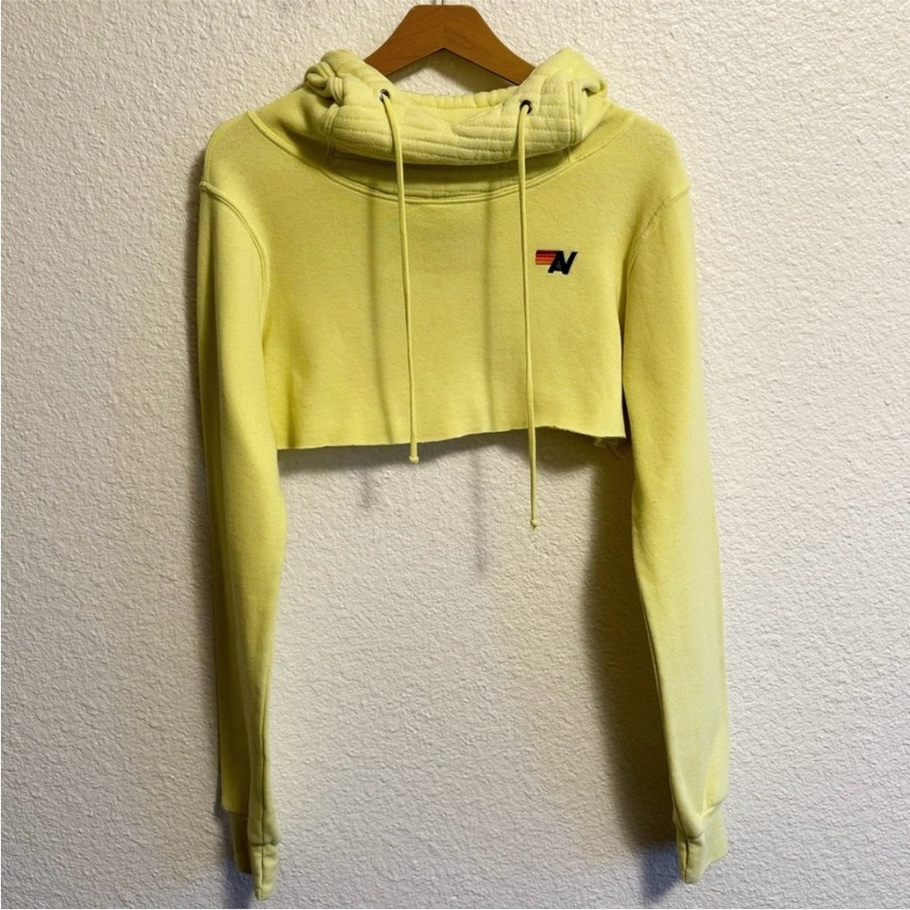 Aviator Nation Ninja Crop Hoodie Neon Yellow Women’s S